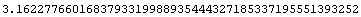 3.1622776601683793319988935444327185337195551393252