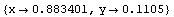 {x&rarr;0.883401, y&rarr;0.1105}